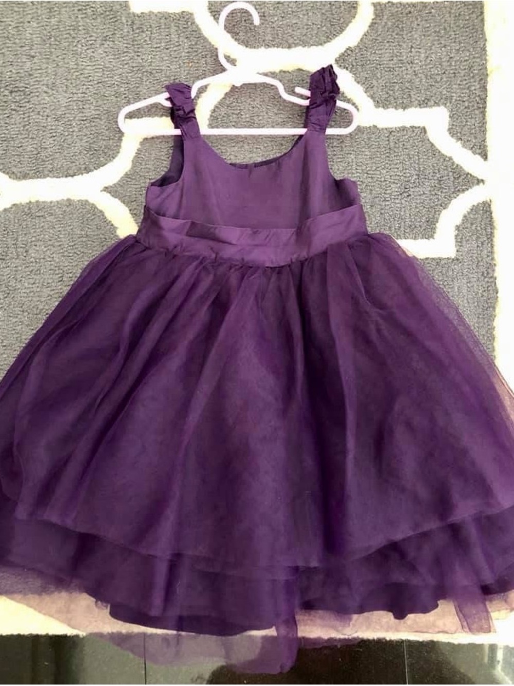 Janie and Jack Purple Tulle Flower-Shoulder Formal Dress